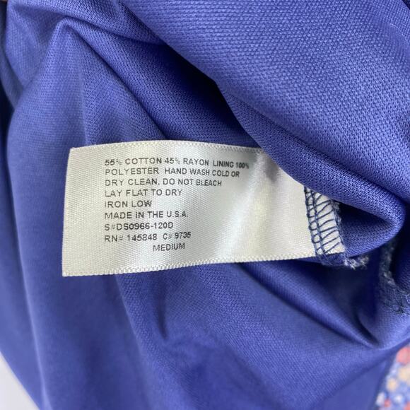 EVERLY Ditsy Floral A-Line Mini Dress Blue Red V-Neck Bohemian Cottagecore Sz M - Picture 6 of 7